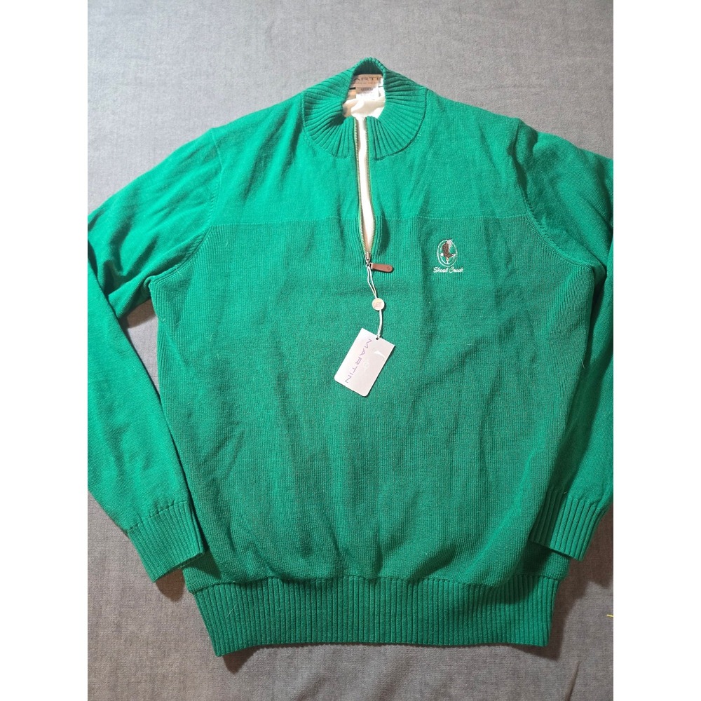 New Martin Sweater Mens M Green 1/4 Zip Shadow Creek Golf Lined Merino 100% Wool